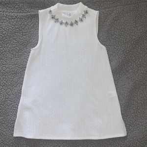 ELLE - Beautiful Turtle Neck Tank Top - White With Stones